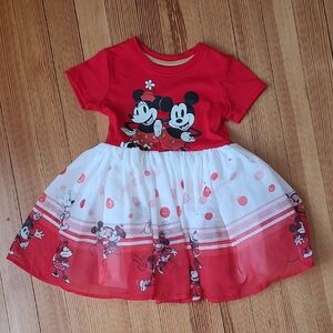 Disney Red and White Mickey Mouse Kids Dress,  3T